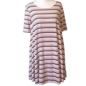 See You Monday Los Angeles Striped Short Sleeve Casual A-Line Dress Size Large